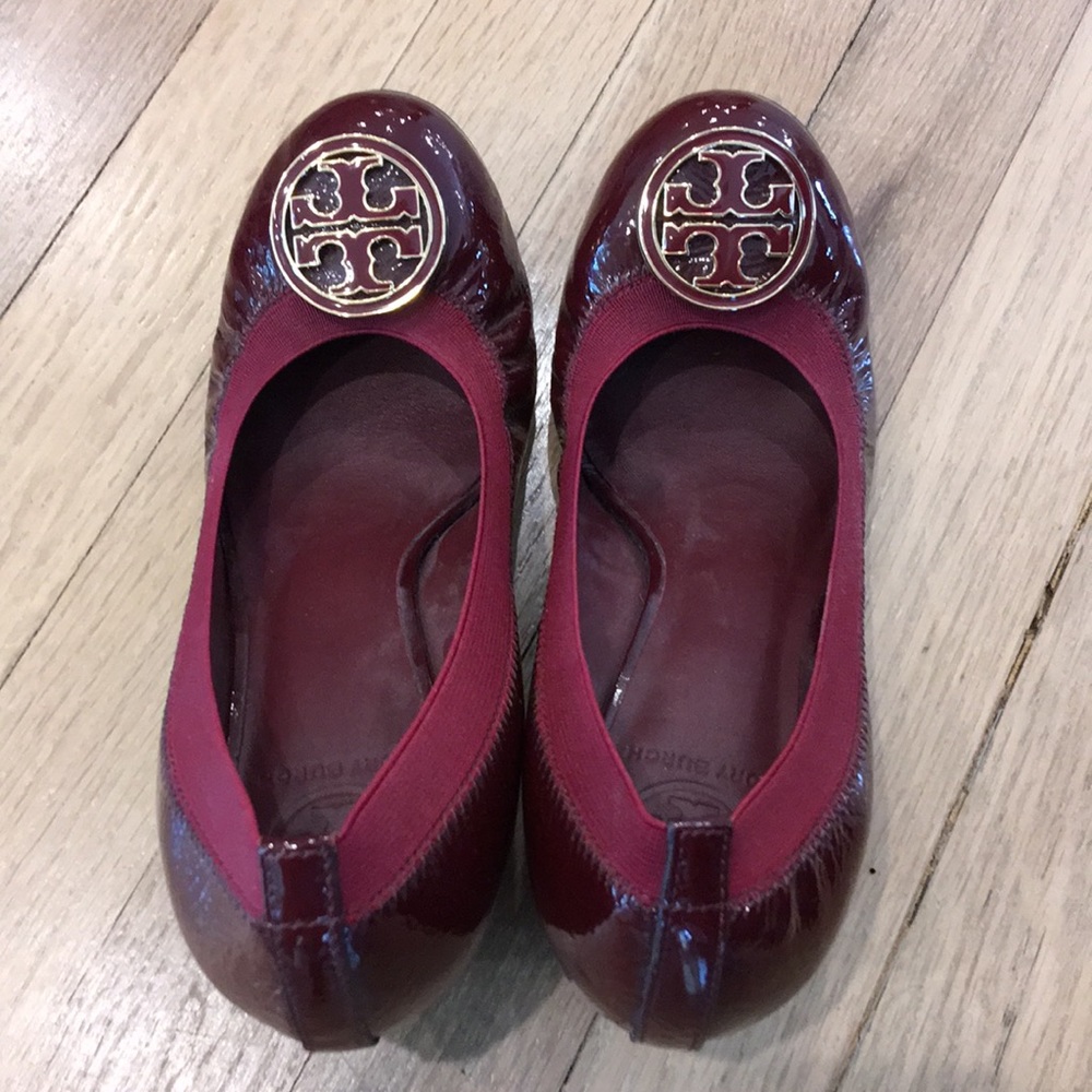 Tory Burch patent wedges